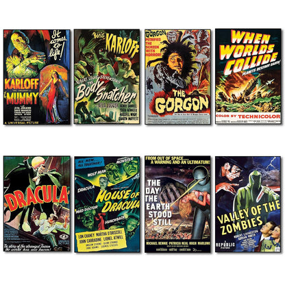 Classic B Movie Film Poster Fridge Magnets | Set of 8 | No.3