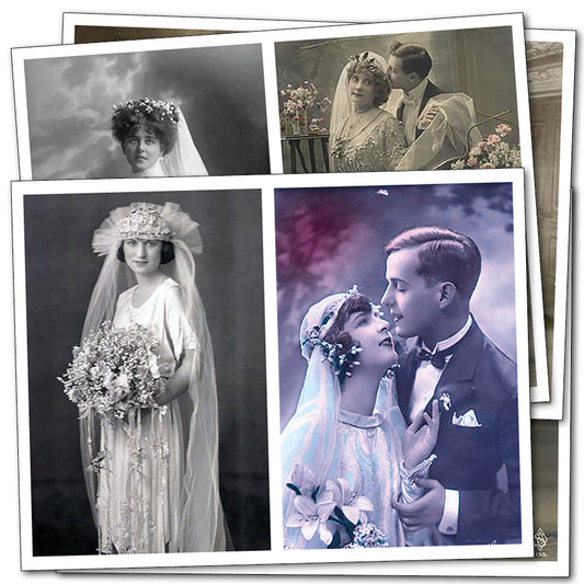 Victoria and Edwardian Arts and Craft self-adhesive A4 paper sheets for bride and groom-themed projects by Bubbadoodoo