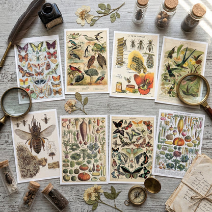 Victorian Birds, Bees, Bugs & Botanical Postcards | Pack of 8