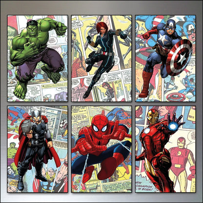 Vintage Superhero & Villain Fridge Magnets | Set of 6 | No.3