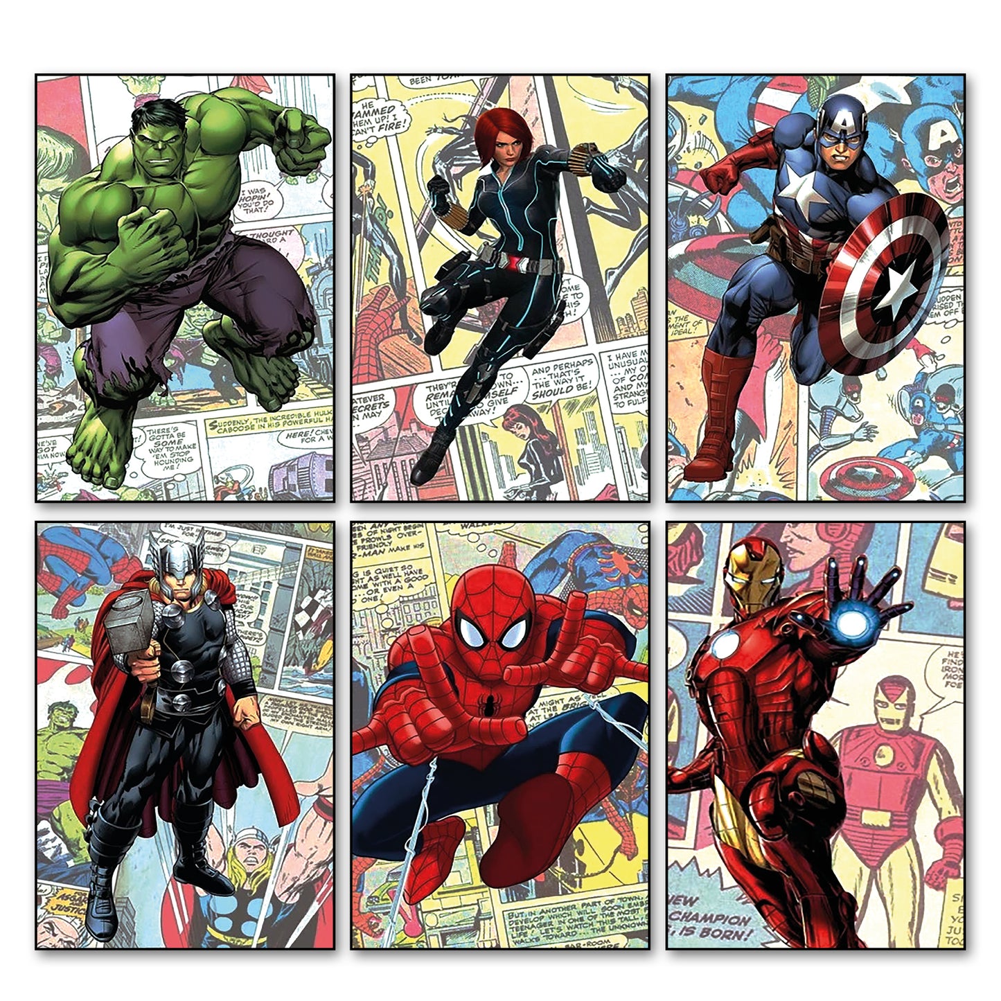 Vintage Superhero & Villain Fridge Magnets | Set of 6 | No.3