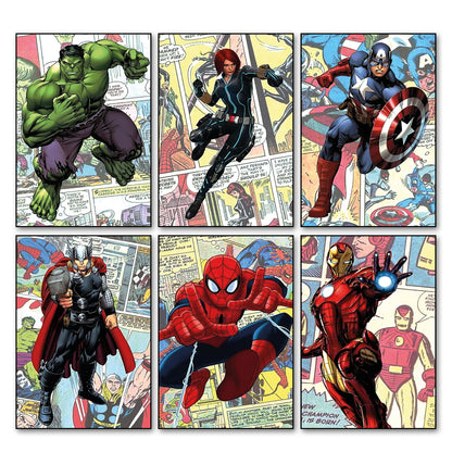 Vintage Superhero & Villain Fridge Magnets | Set of 6 | No.3