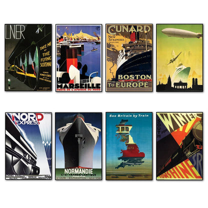 Vintage Travel Poster Fridge Magnets | Set of 8 | No.1