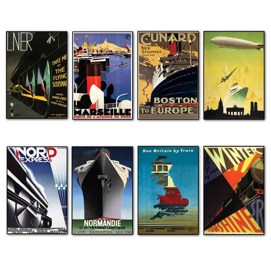 Vintage Travel Poster Fridge Magnets | Set of 8 | No.1