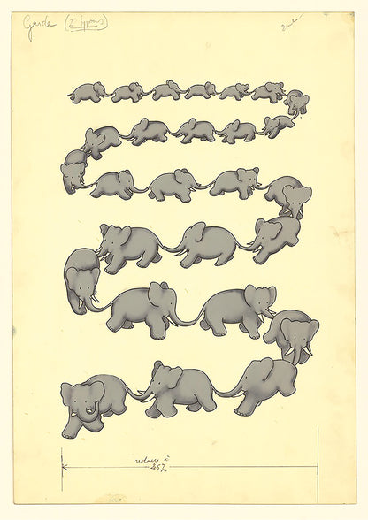 Babar the Elephant A3 Luxury Satin Art Print | Classic Children's Illustration | No.1