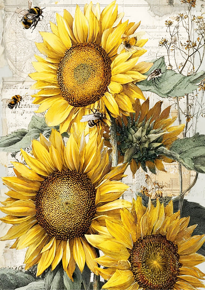 Vintage Sunflower Painting | A3 Satin Print | No.1
