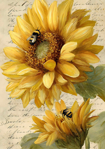 Vintage Sunflower Painting | A3 Satin Print | No.2