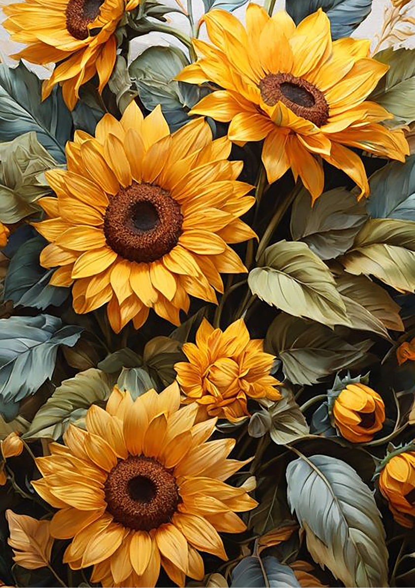 Vintage Sunflower Painting | A3 Satin Print | No.7