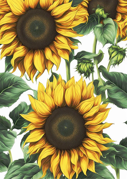 Vintage Sunflower Painting | A3 Satin Print | No.8