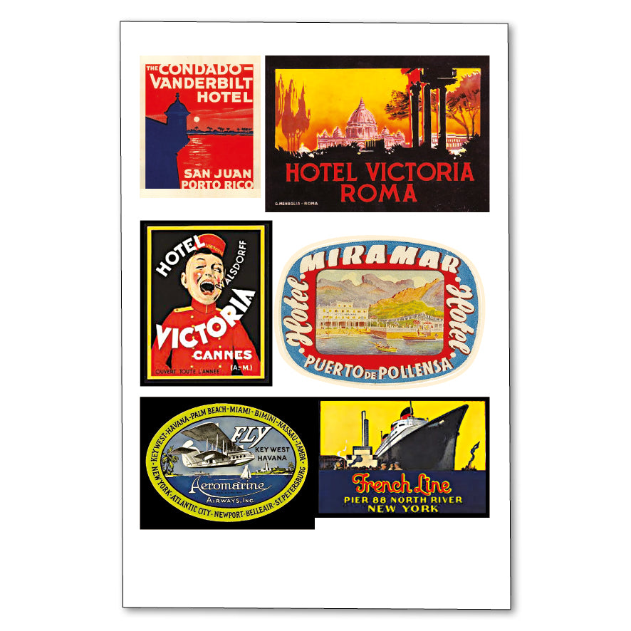 Vintage Bubbadoodoo luggage label stickers for suitcases and trunks, featuring classic design for vintage travel accessories.
