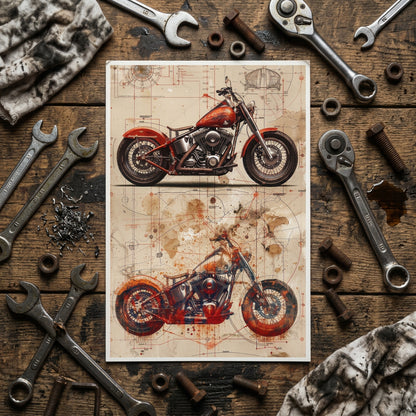 Vintage Motorbike Sketch Postcards | Pack of 8
