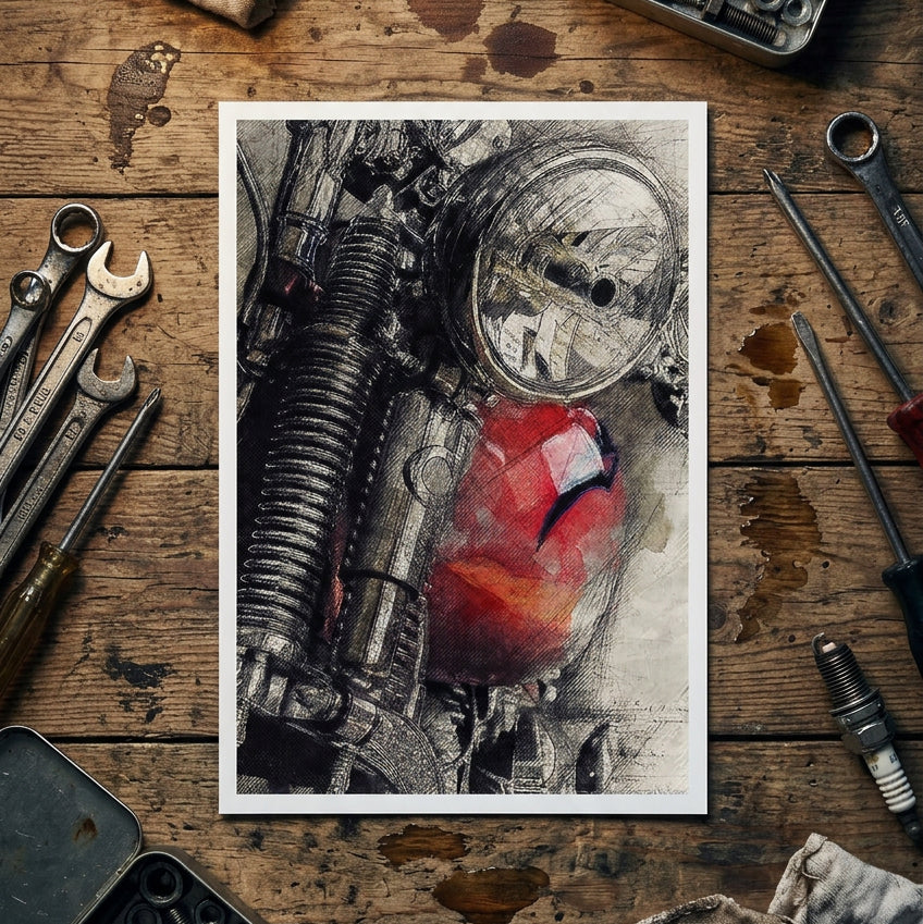 Vintage Motorbike Sketch Postcards | Pack of 8