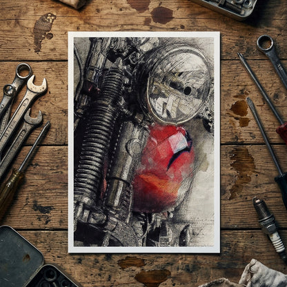 Vintage Motorbike Sketch Postcards | Pack of 8
