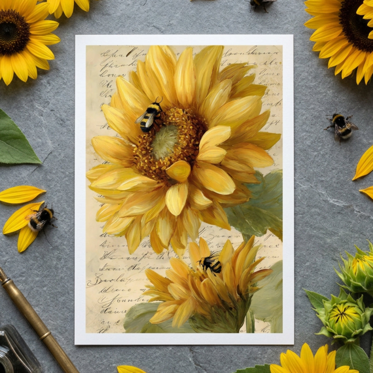 Vintage Sunflower Art Postcards | Pack of 8