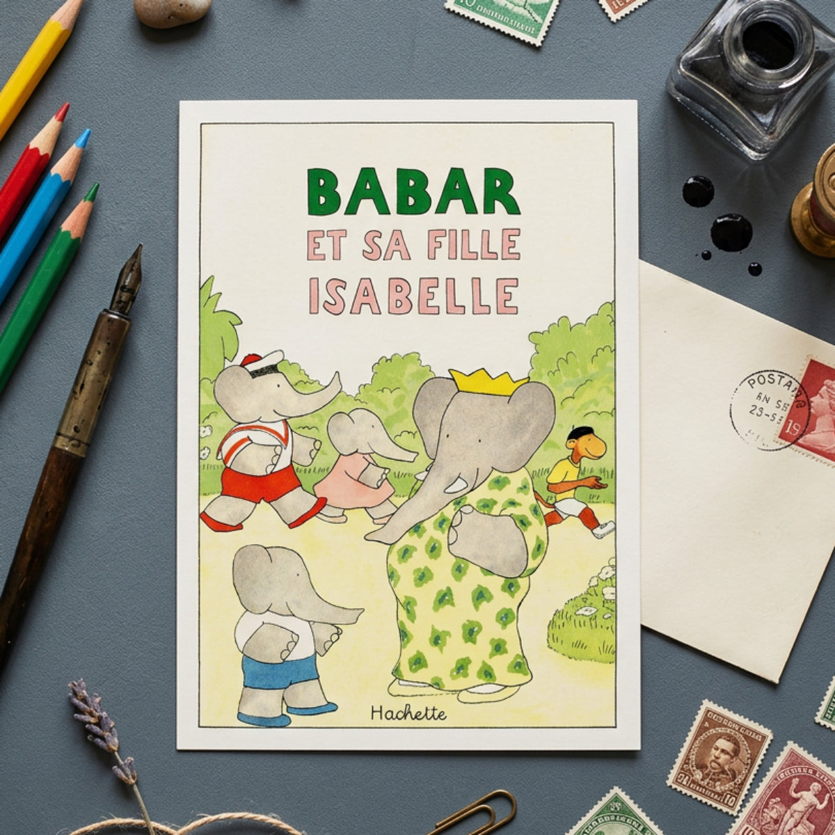 Babar the Elephant Storybook Illustration Postcards | Pack of 8