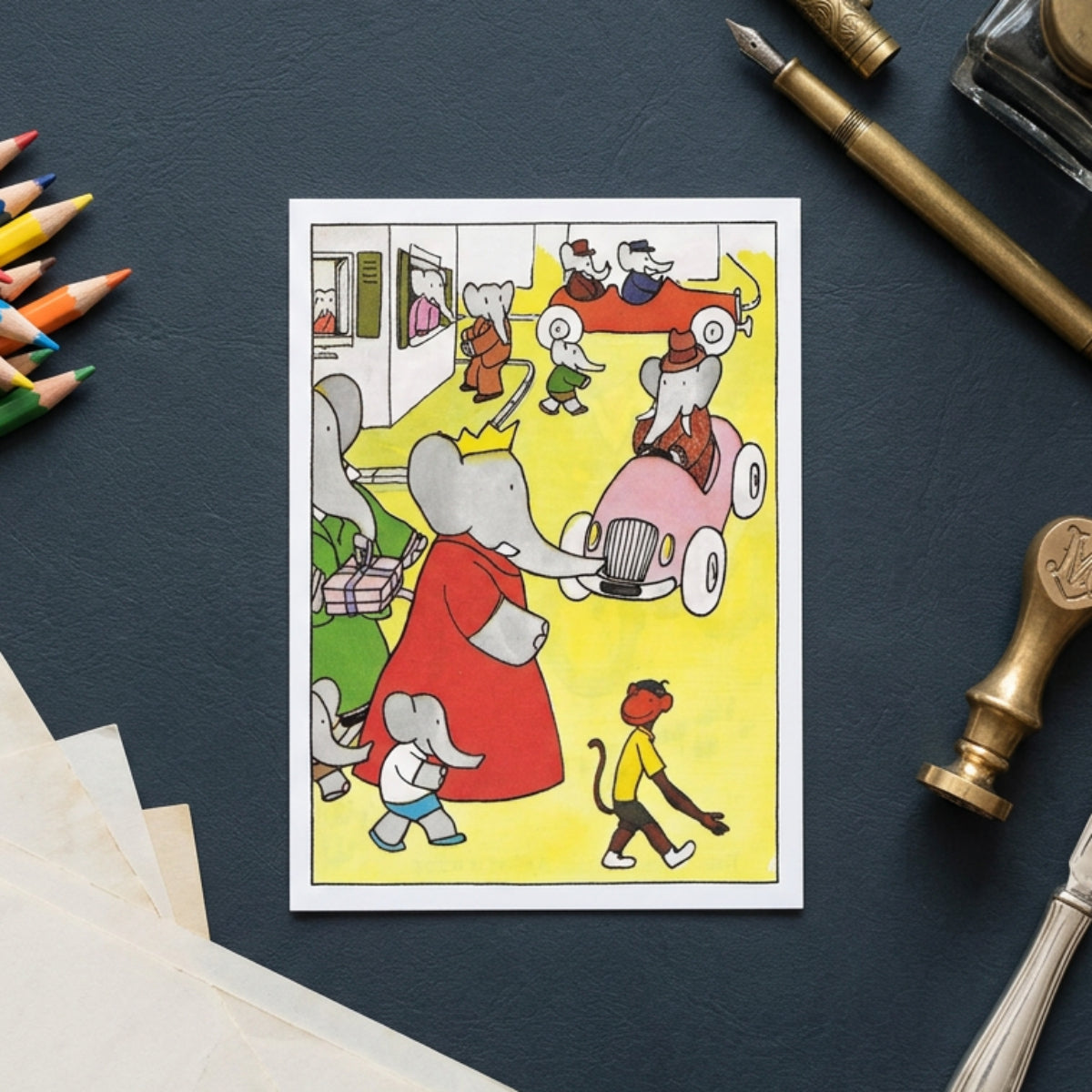 Babar the Elephant Storybook Illustration Postcards | Pack of 8