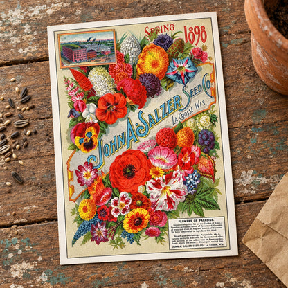 Vintage 1898 seed catalog cover for John A. Salzer Seed Co.