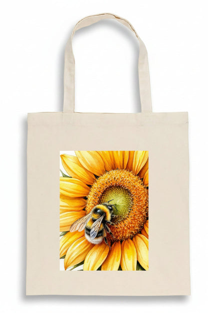 Vintage Sunflower Painting Cotton Tote Bag | Eco Shopper | No.1