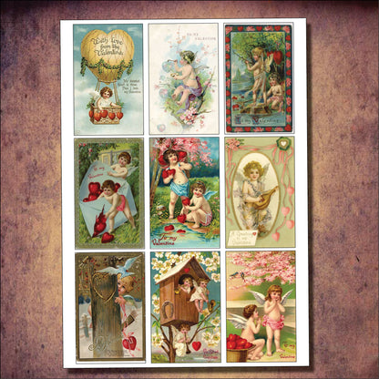 Valentine's Day Victorian Illustrations | 2 Self-Adhesive A4 Gloss Craft Sheets | No.1